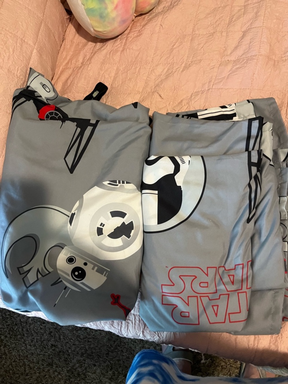 Star Wars Gray Kids Printed twin flat sheets  with Red Logo Accent